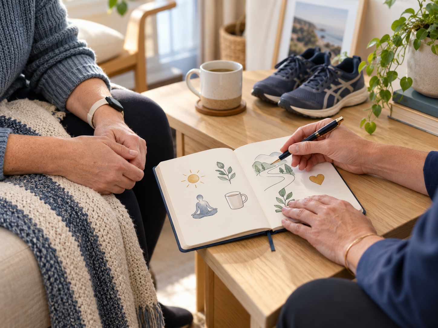 A clinician and patient considering meaningful measures of wellbeing and function